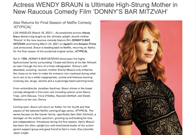 Wendy Braun starring in Donny’s Bar Mitzvah